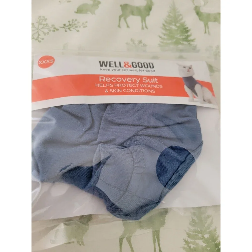 Well & Good XXXS Kitten Recovery Suits Blue Post Surgery Wound Protection 2Pc